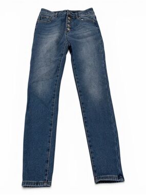 Unbranded Fleece Lined Skinny Jeans Women Small Blue Button Fly Stretch Denim
